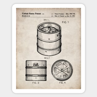 Beer Keg Patent - Beer Lover Craft Ale Art - Antique Sticker